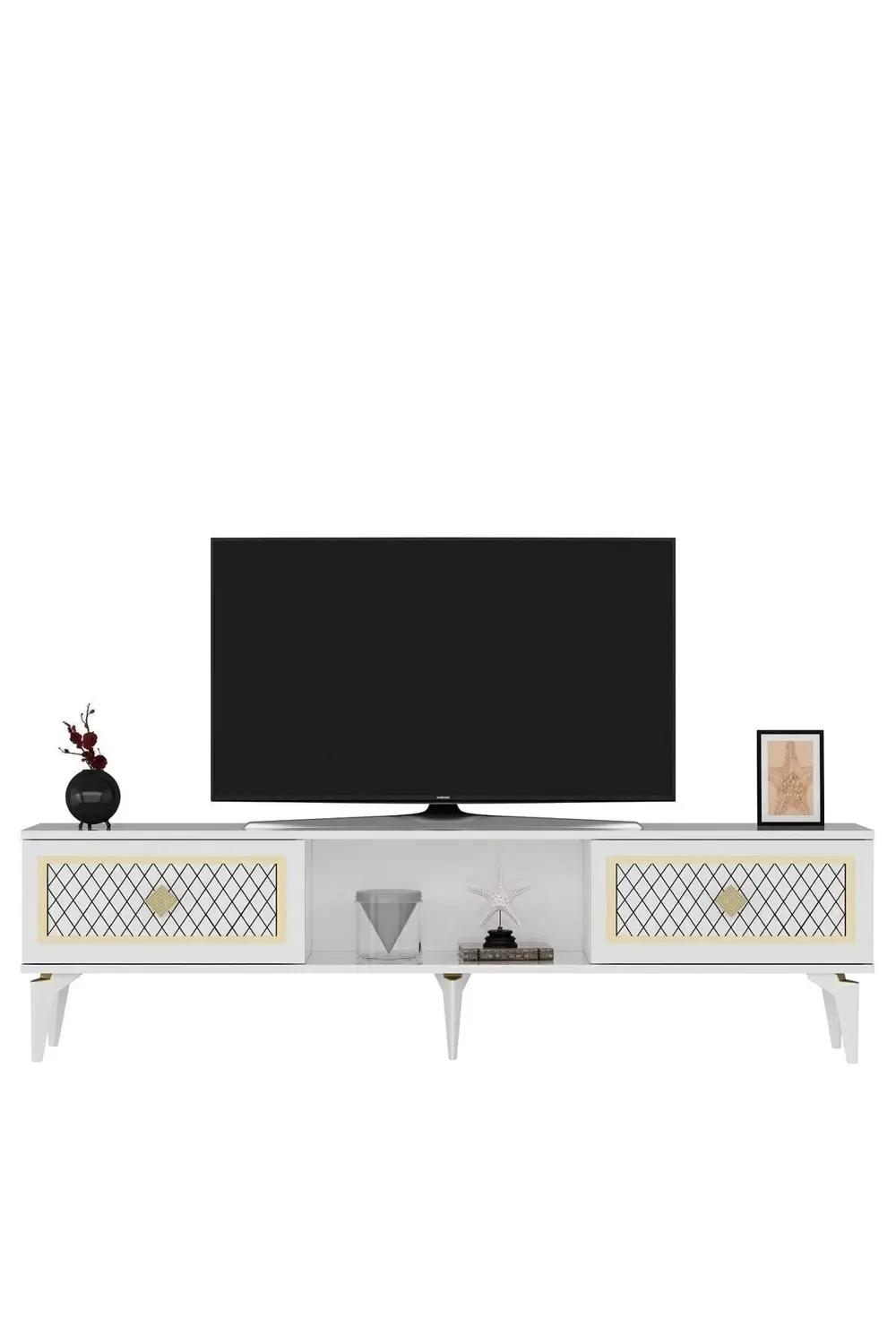 Heerry Tv Sehpası Alt Modül Beyaz-altın