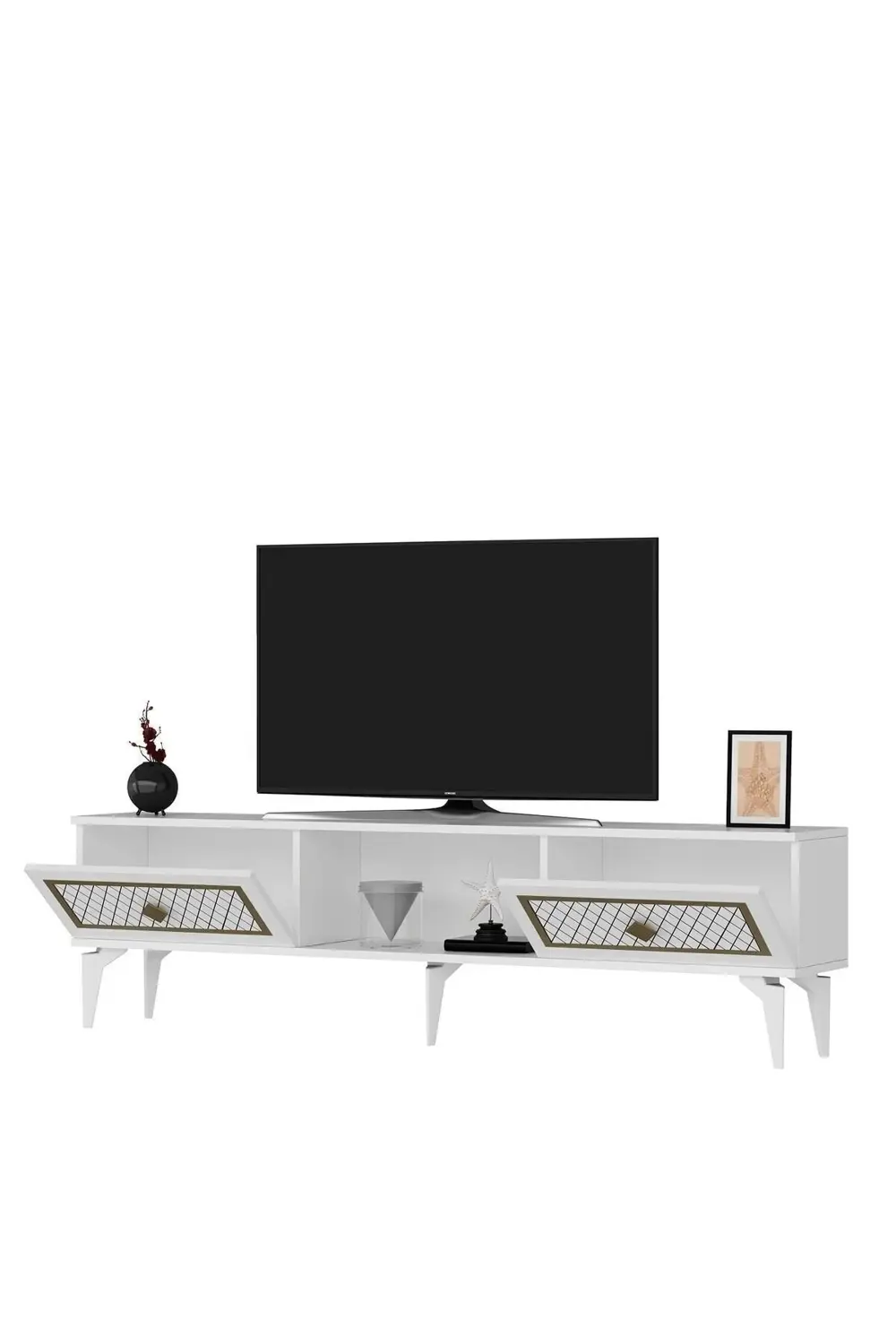 Heerry Tv Sehpası Alt Modül Beyaz-altın