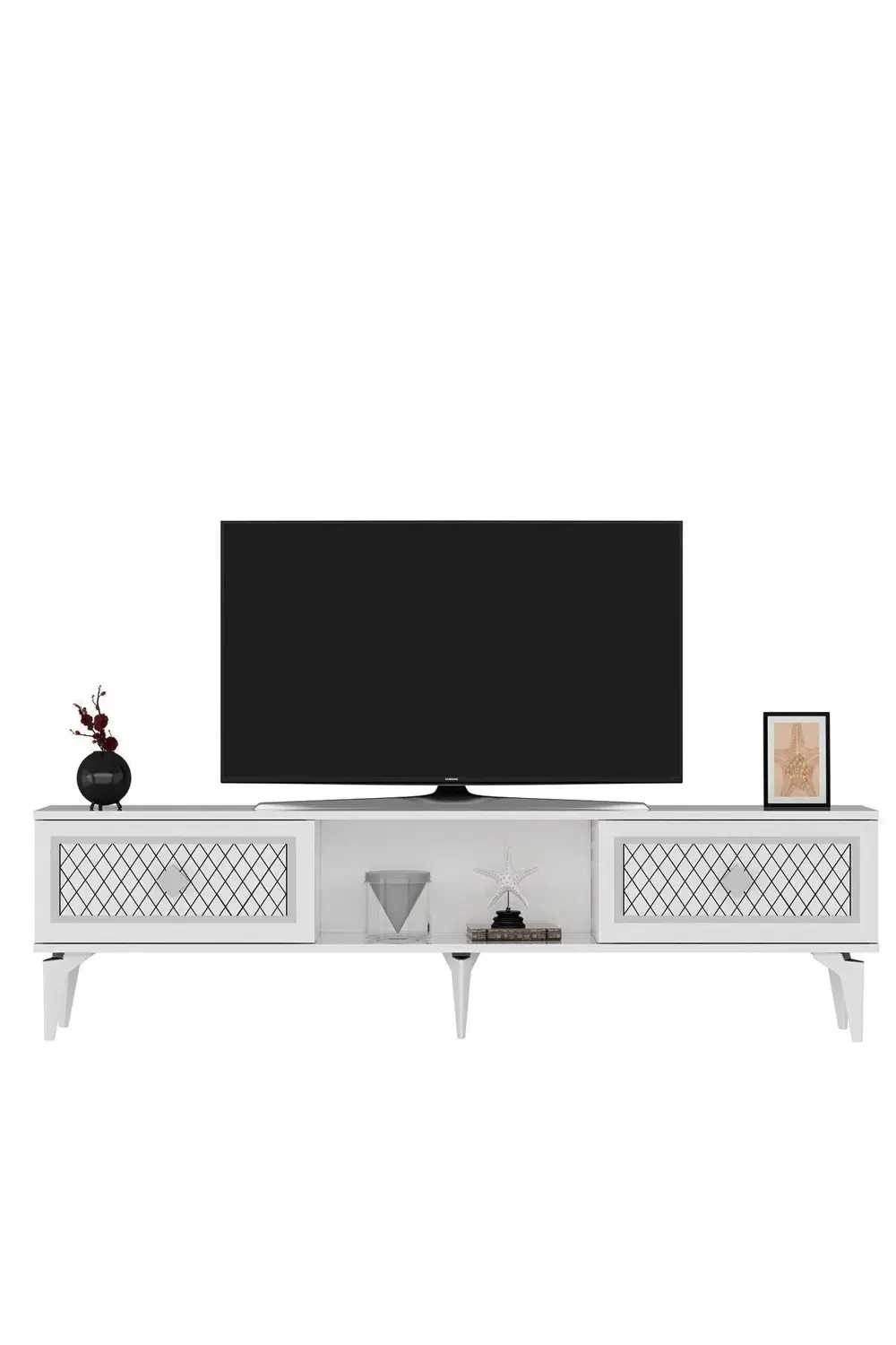 Heerry Tv Sehpası Alt Modül Beyaz-gümüş