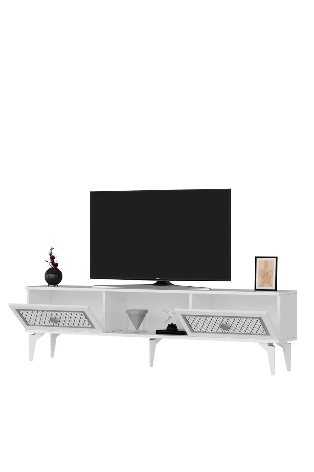 Heerry Tv Sehpası Alt Modül Beyaz-gümüş