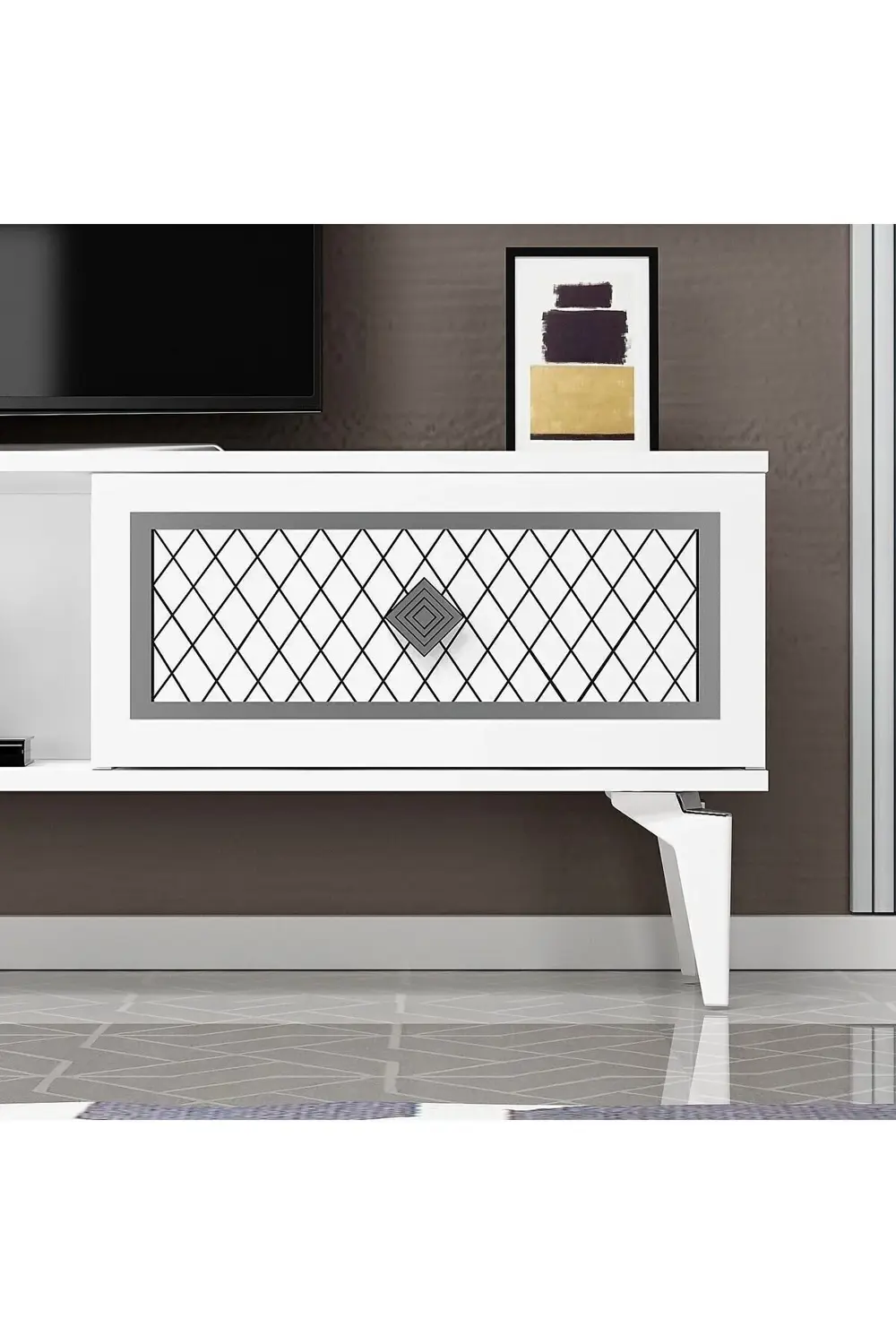 Heerry Tv Sehpası Alt Modül Beyaz-gümüş