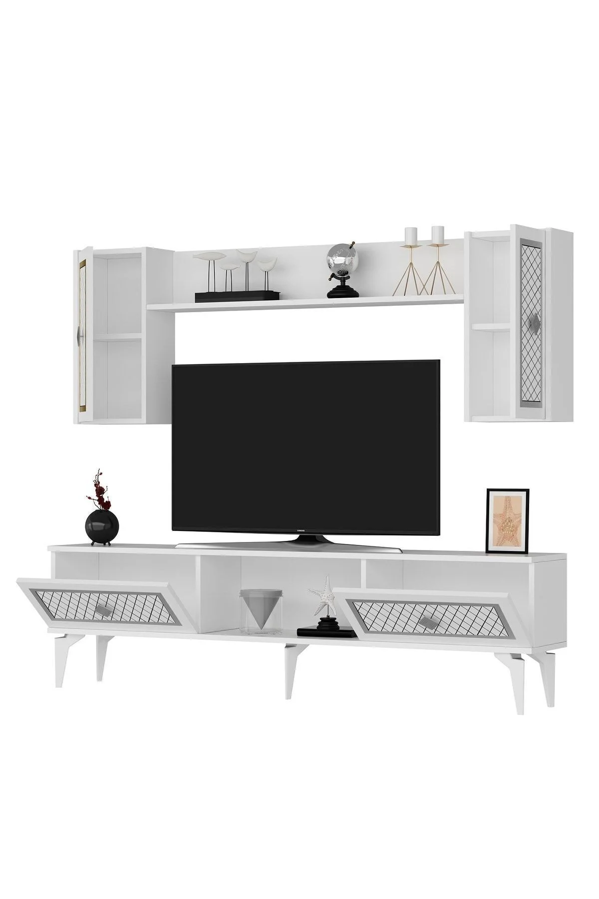 Heerry Tv Ünitesi Takım Beyaz-gümüş