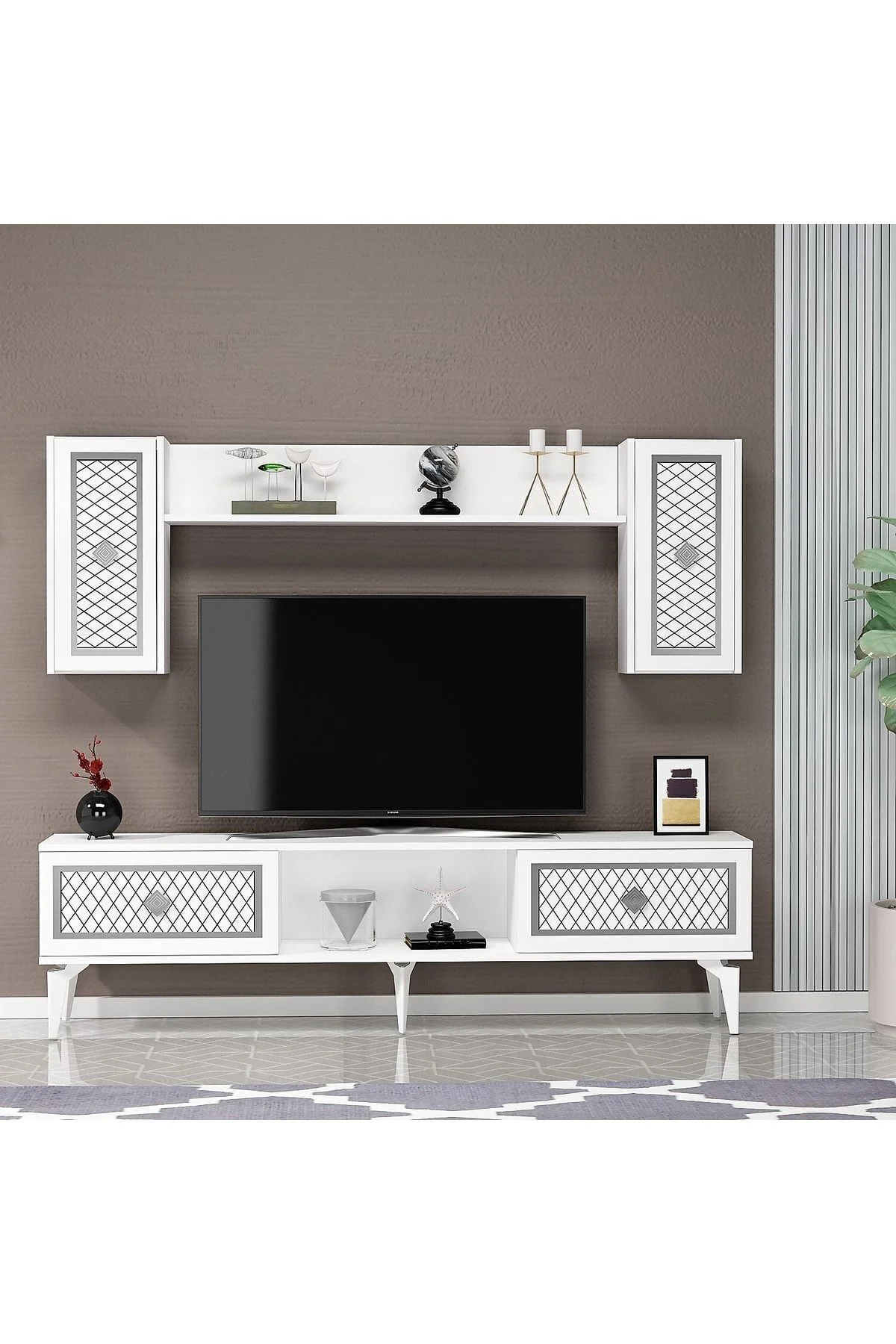 Heerry Tv Ünitesi Takım Beyaz-gümüş