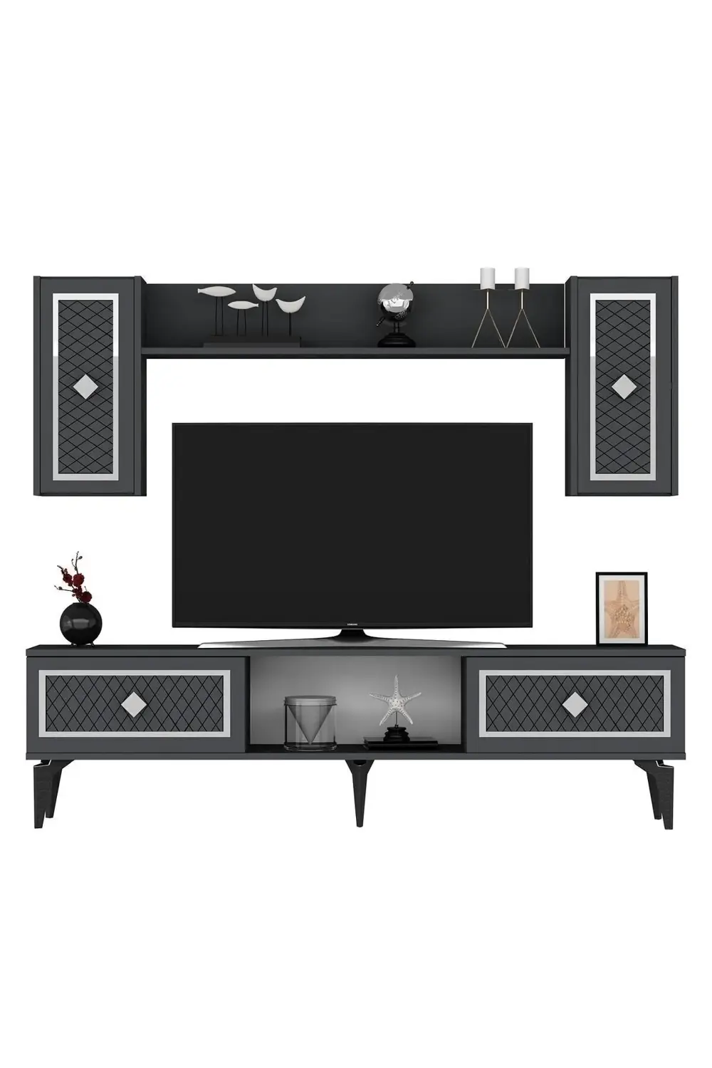 Heerry Tv Ünitesi Takım Antrasit-gümüş