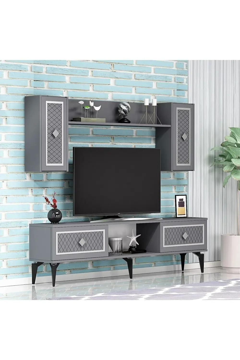 Heerry Tv Ünitesi Takım Antrasit-gümüş