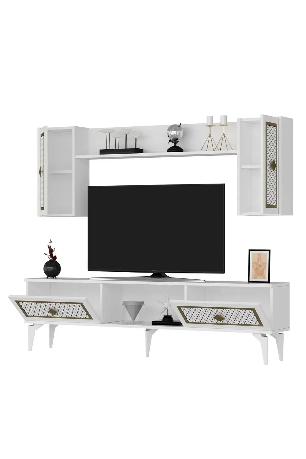 Heerry Tv Ünitesi Takım Beyaz-altın