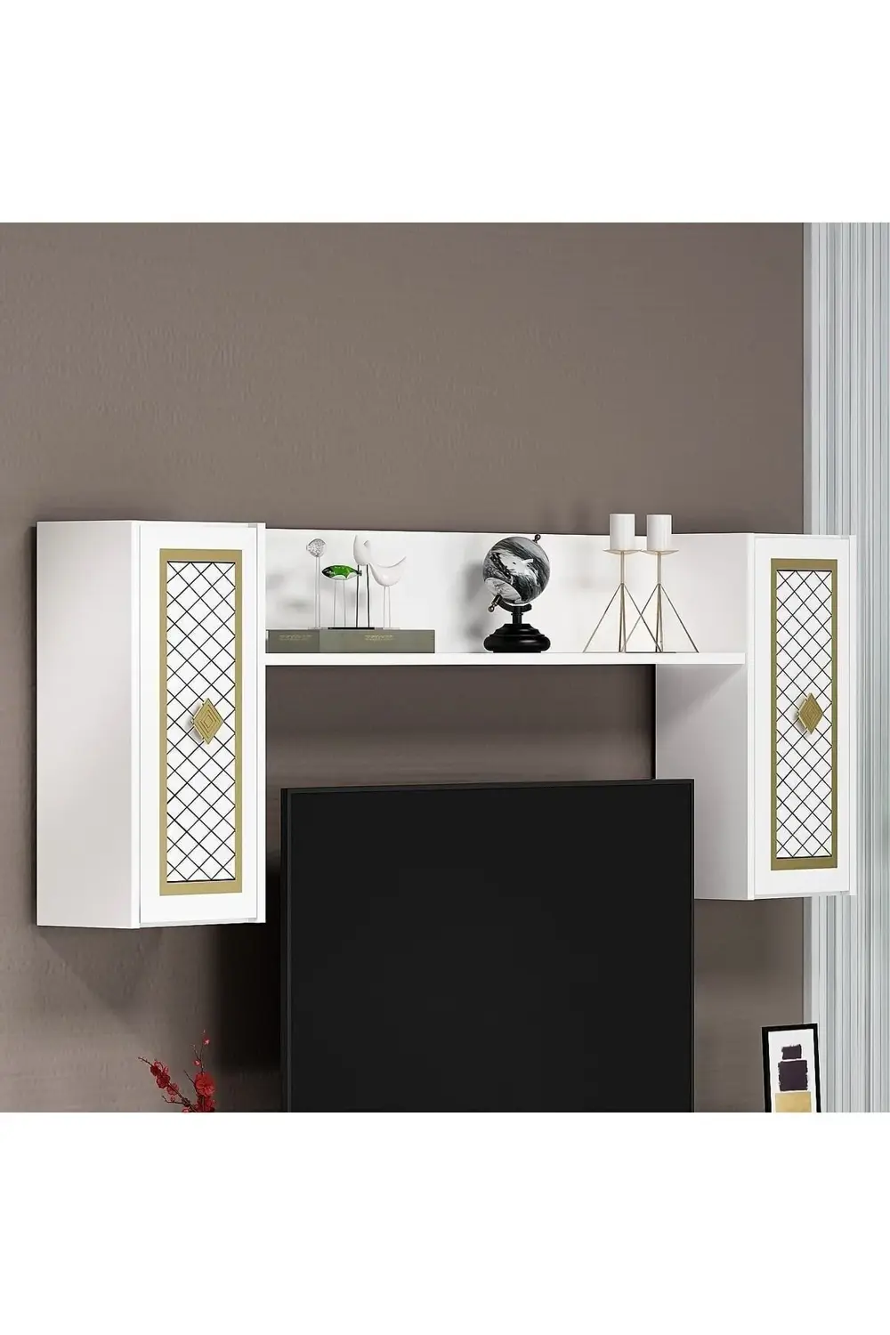 Heerry Tv Ünitesi Takım Beyaz-altın