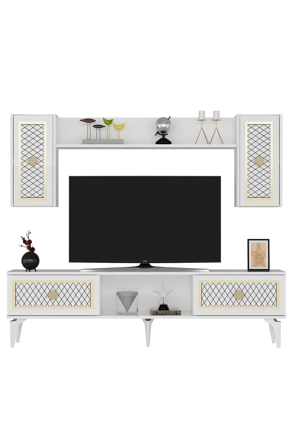 Heerry Tv Ünitesi Takım Beyaz-altın