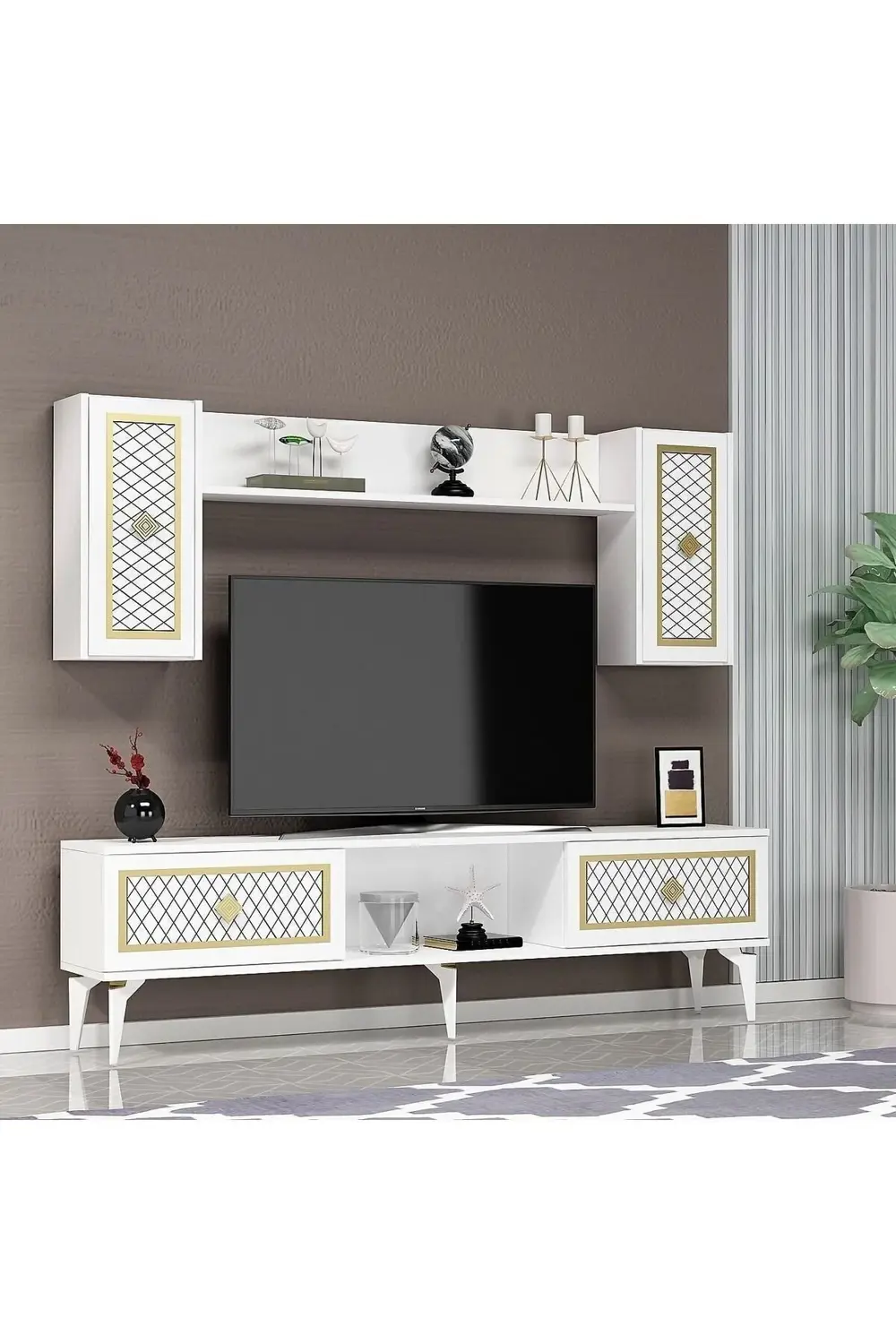 Heerry Tv Ünitesi Takım Beyaz-altın