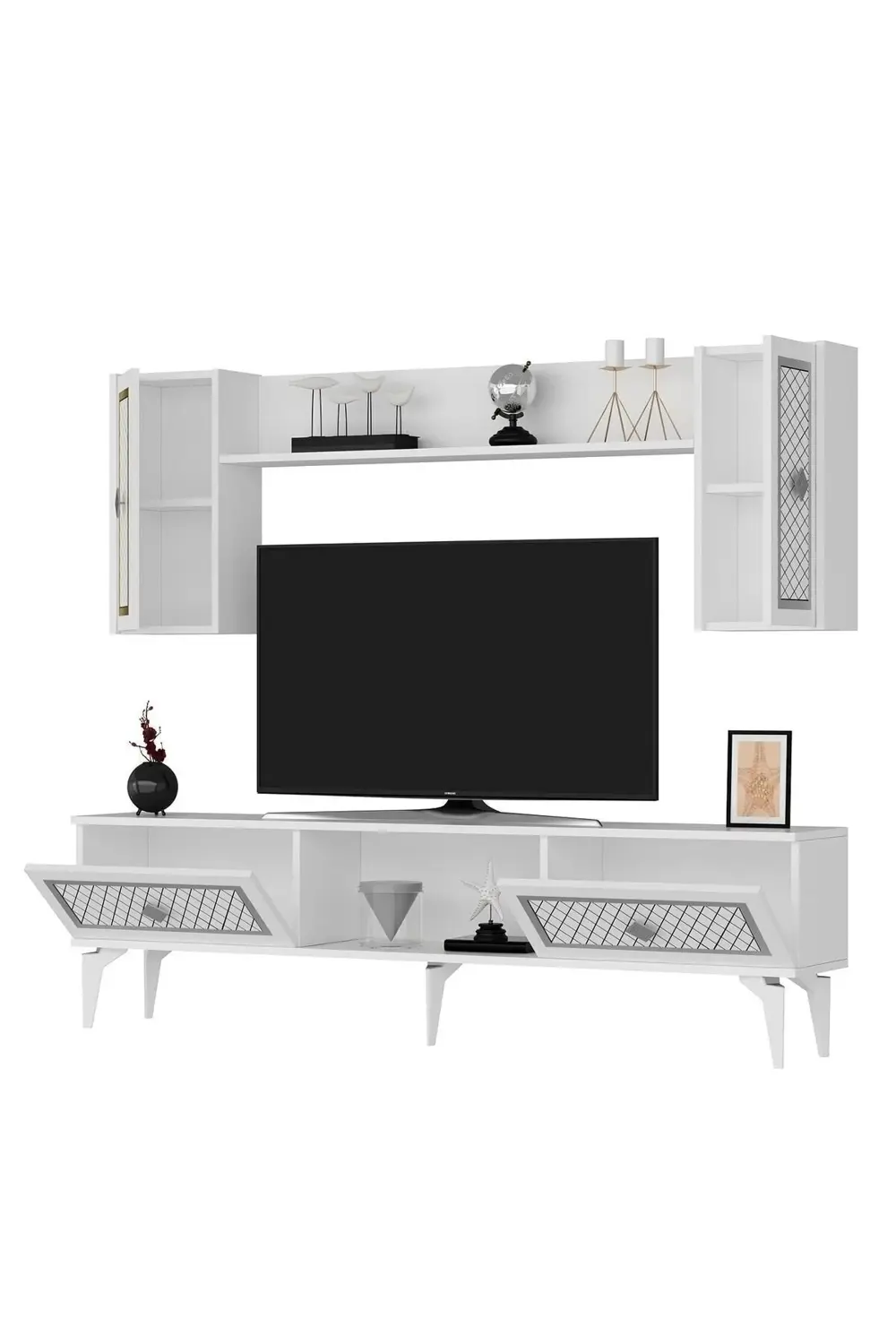 Heerry Tv Ünitesi Takım Beyaz-gümüş