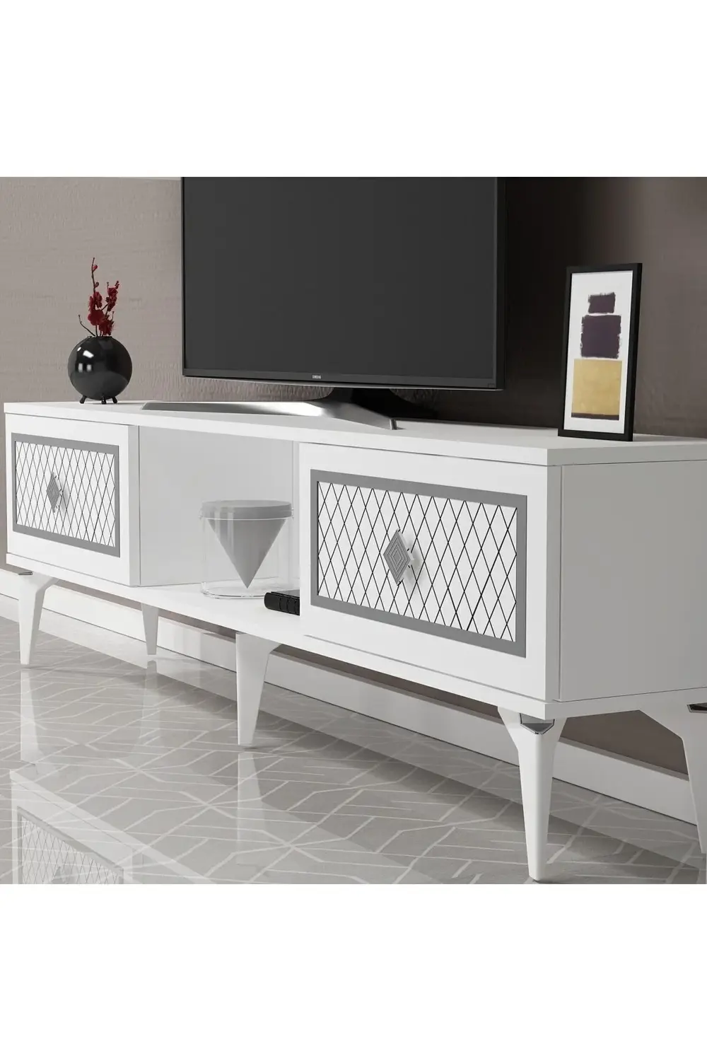 Heerry Tv Ünitesi Takım Beyaz-gümüş
