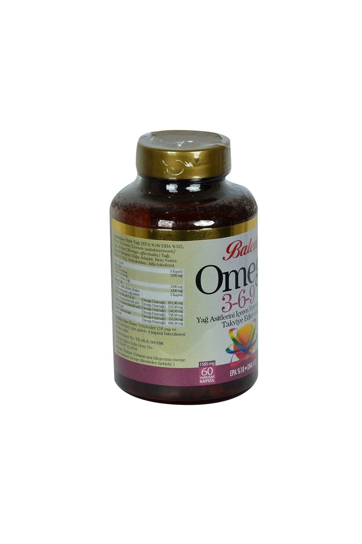 Helal Sertifikalı Omega 3-6-9 1585 Mg X 60 Yumuşak Kapsül Epa 18 Dha 12