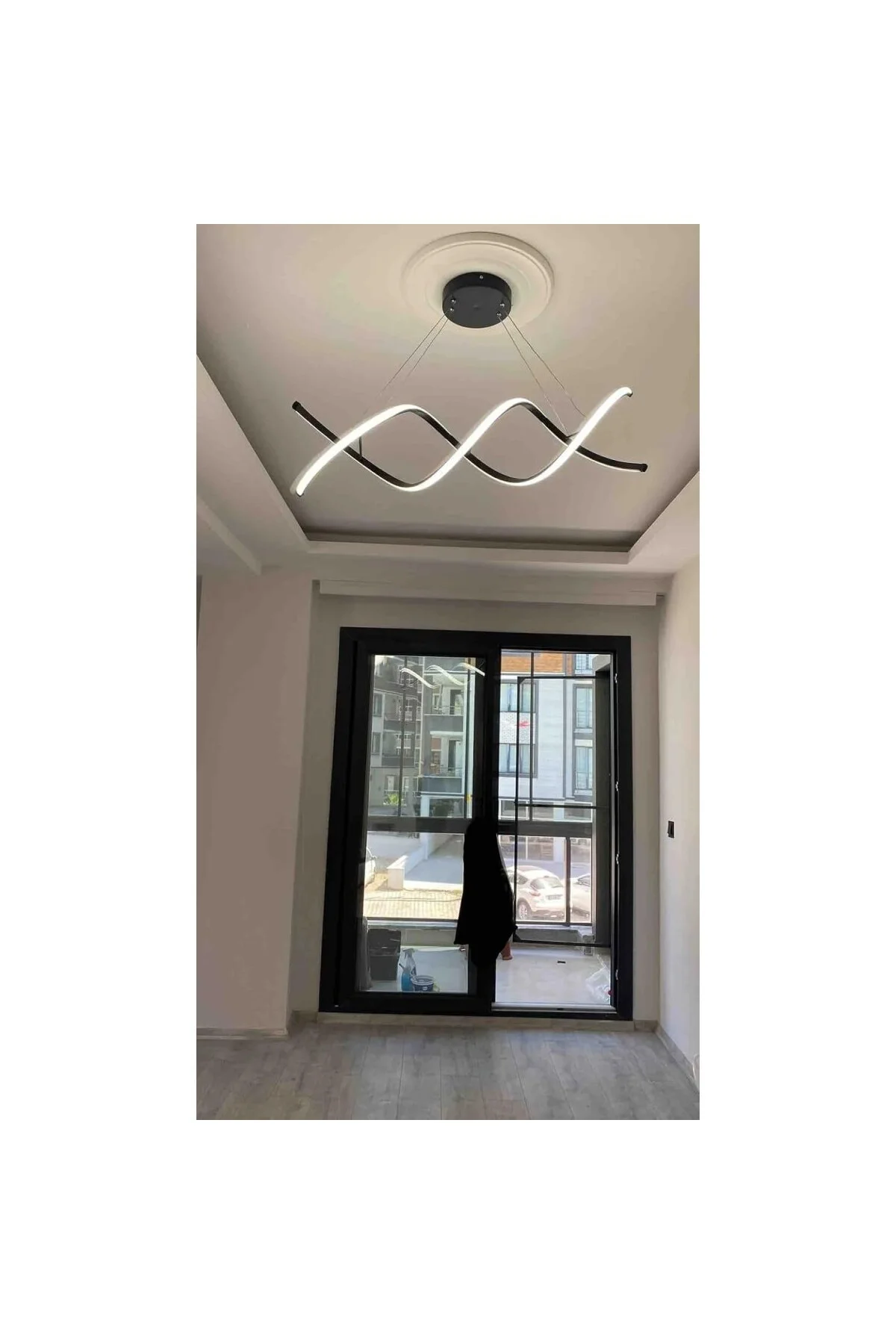Helazon/Sarkıt Avize / 90x20 Cm/Antrasit Gövde / 3 Renk Işık / 3 