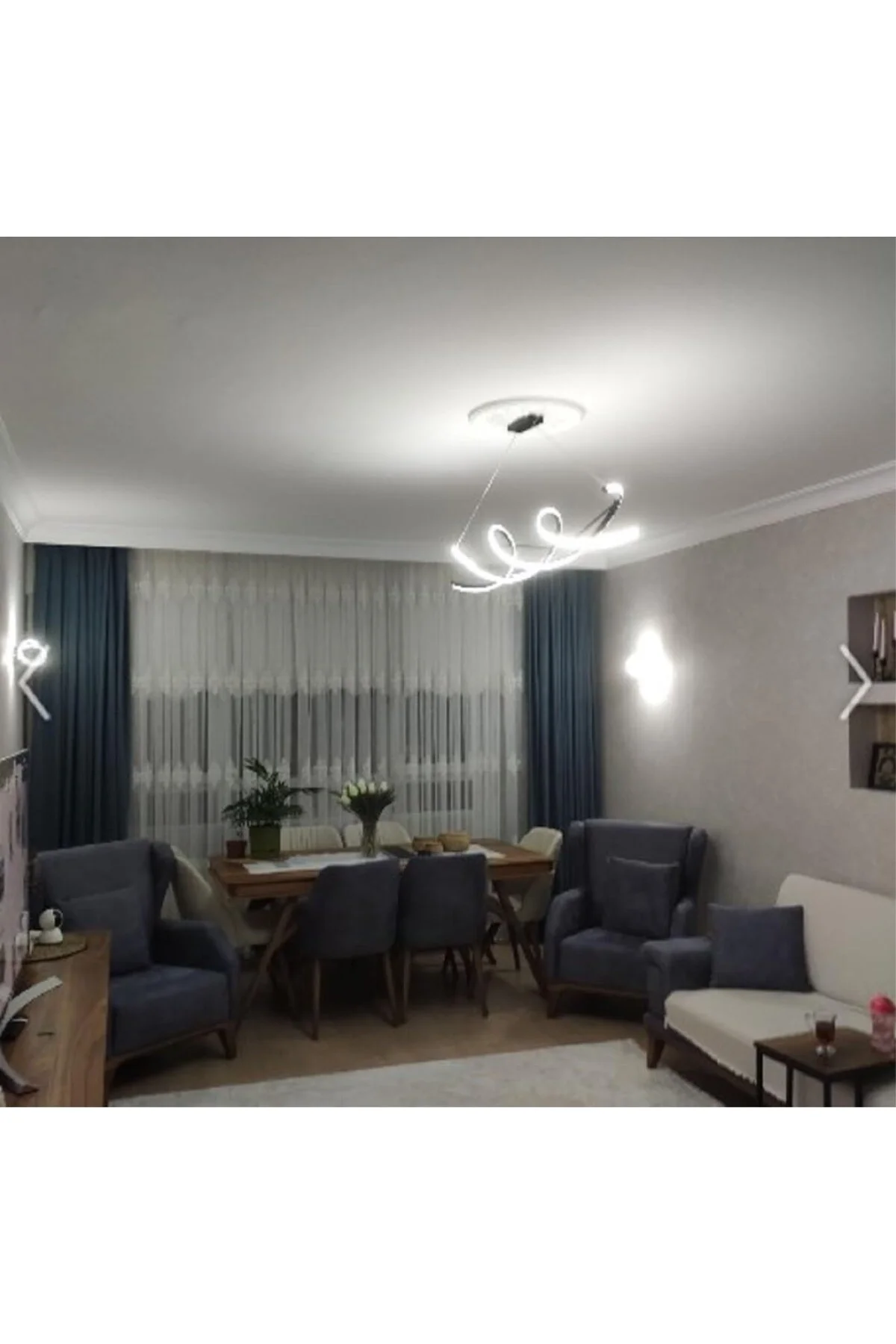 Helazon/Sarkıt Avize / 90x20 Cm/Antrasit Gövde / 3 Renk Işık / 3 