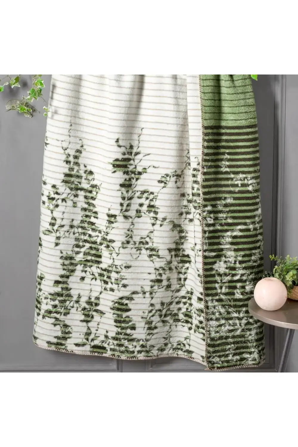 Sarev Helix Battaniye Çift Kişilik Bej Yeşil