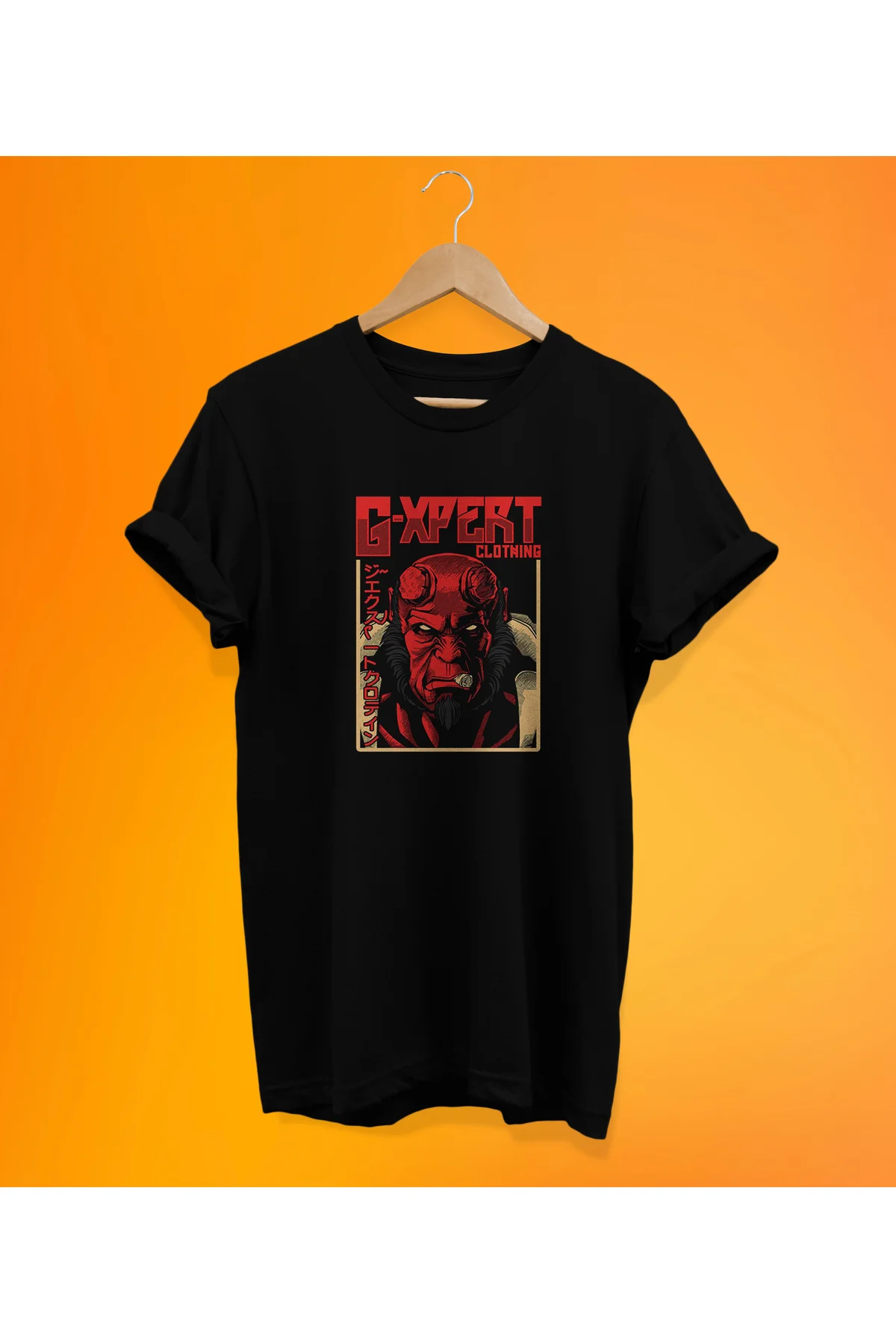 HellBoy Baskılı Siyah, %100 Pamuk Basic (Normal Beden) T-Shirt