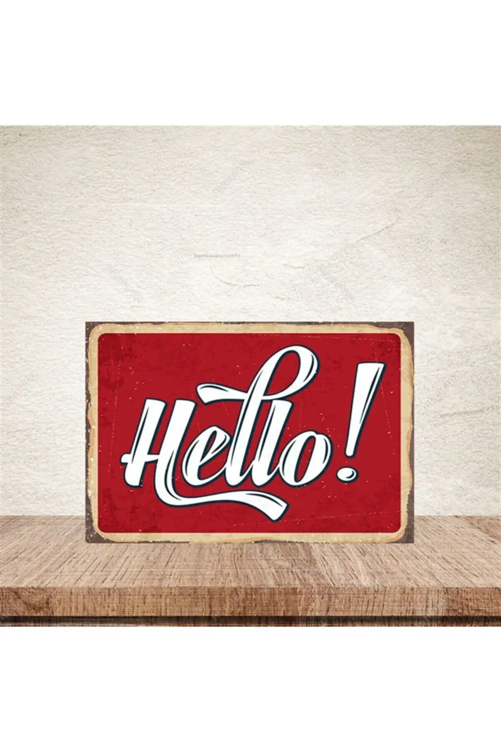 Hello 20-30 Cm Retro Ahşap Poster