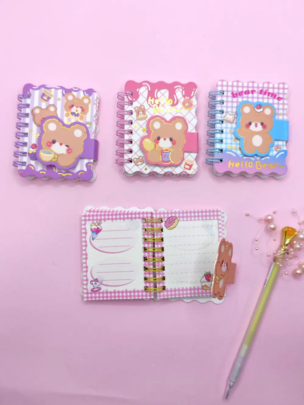 Hello Bear Cırtlı Cep Boy Sevimli Ayıcık Mini Not Defteri (7x8 cm