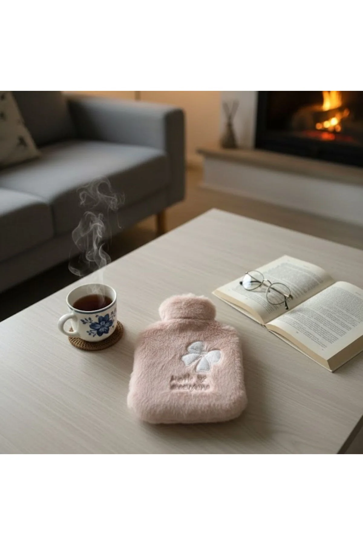 Hello Everyone Yazılı Kurdeleli Pembe Peluş  – Yumuşak Kılıf,n Te