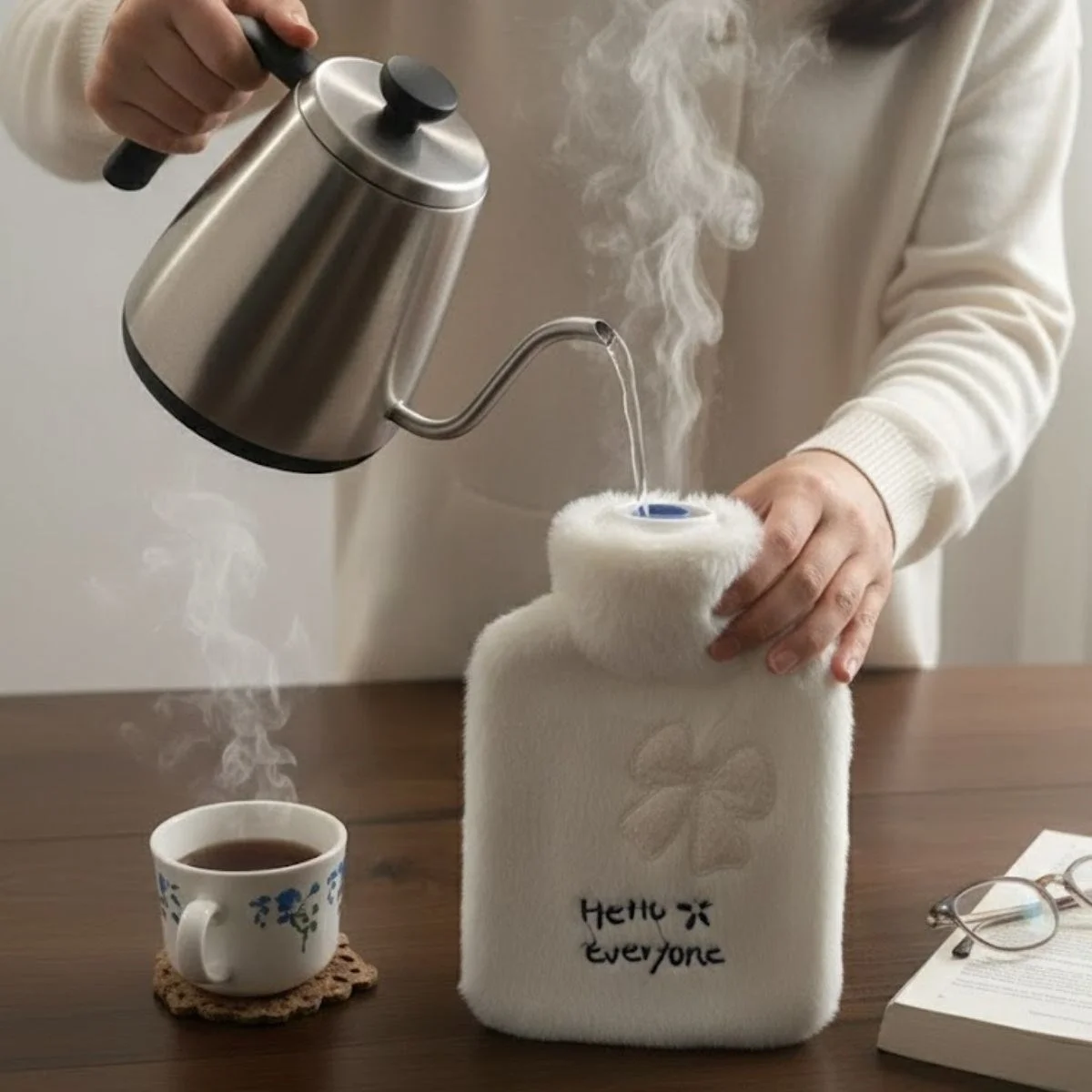 Hello Everyone Yazılı Kurdeleli Beyaz Peluş Sıcak Su Torbası 1 Lt – Yumuşak Kılıf, Uzun Süre Sıcak Tutan Termal Su Torbası Bx40 Fiyatı, Yorumları ve Özellikleri