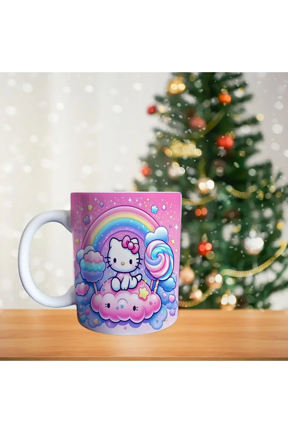 Hello Kitty - Bulutlar Üstünde Çizgi Film Temalı Porselen Kupa