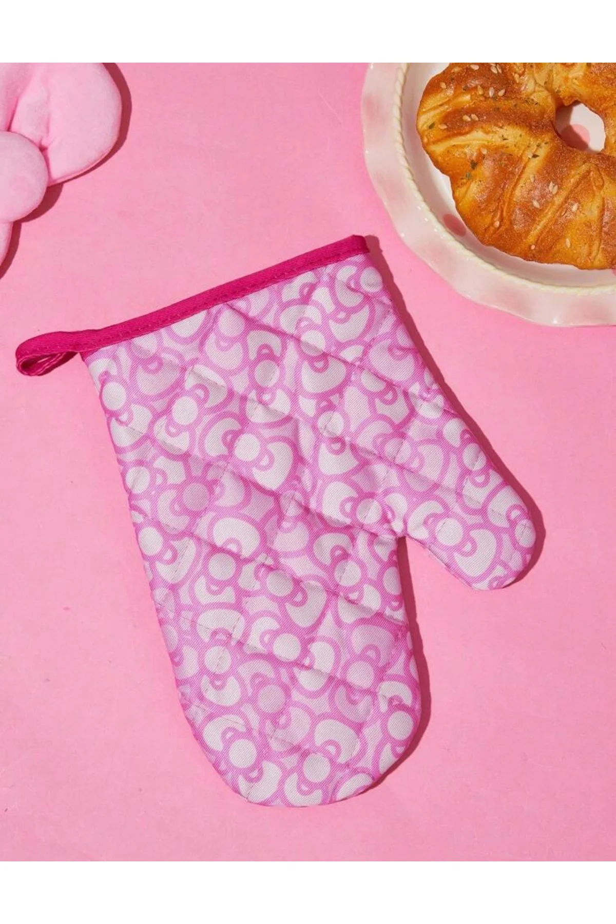 Hello Kitty Desenli Isıya Dayanıklı Pembe Fırın Eldiveni - Mutfak