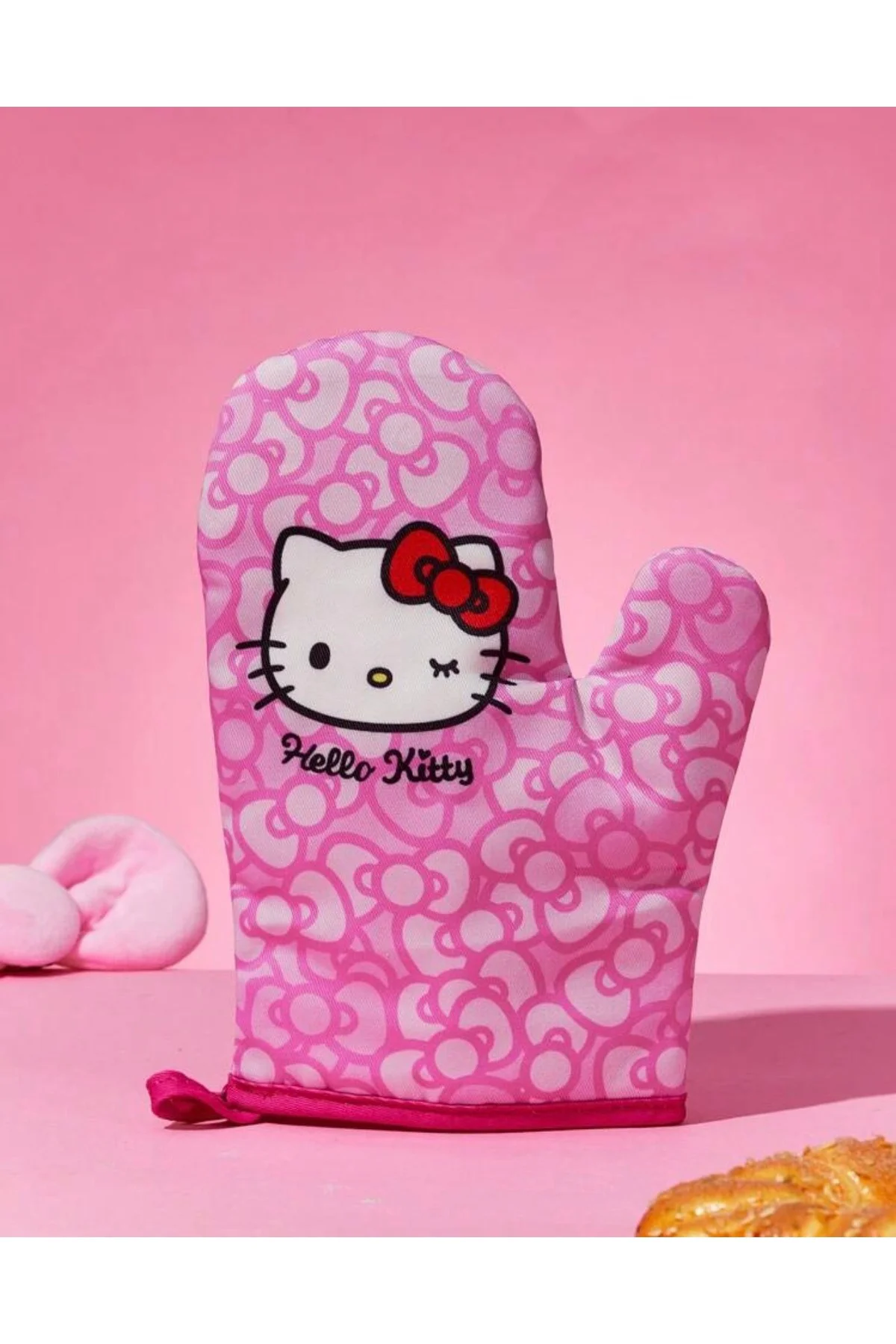 Hello Kitty Desenli Isıya Dayanıklı Pembe Fırın Eldiveni - Mutfak