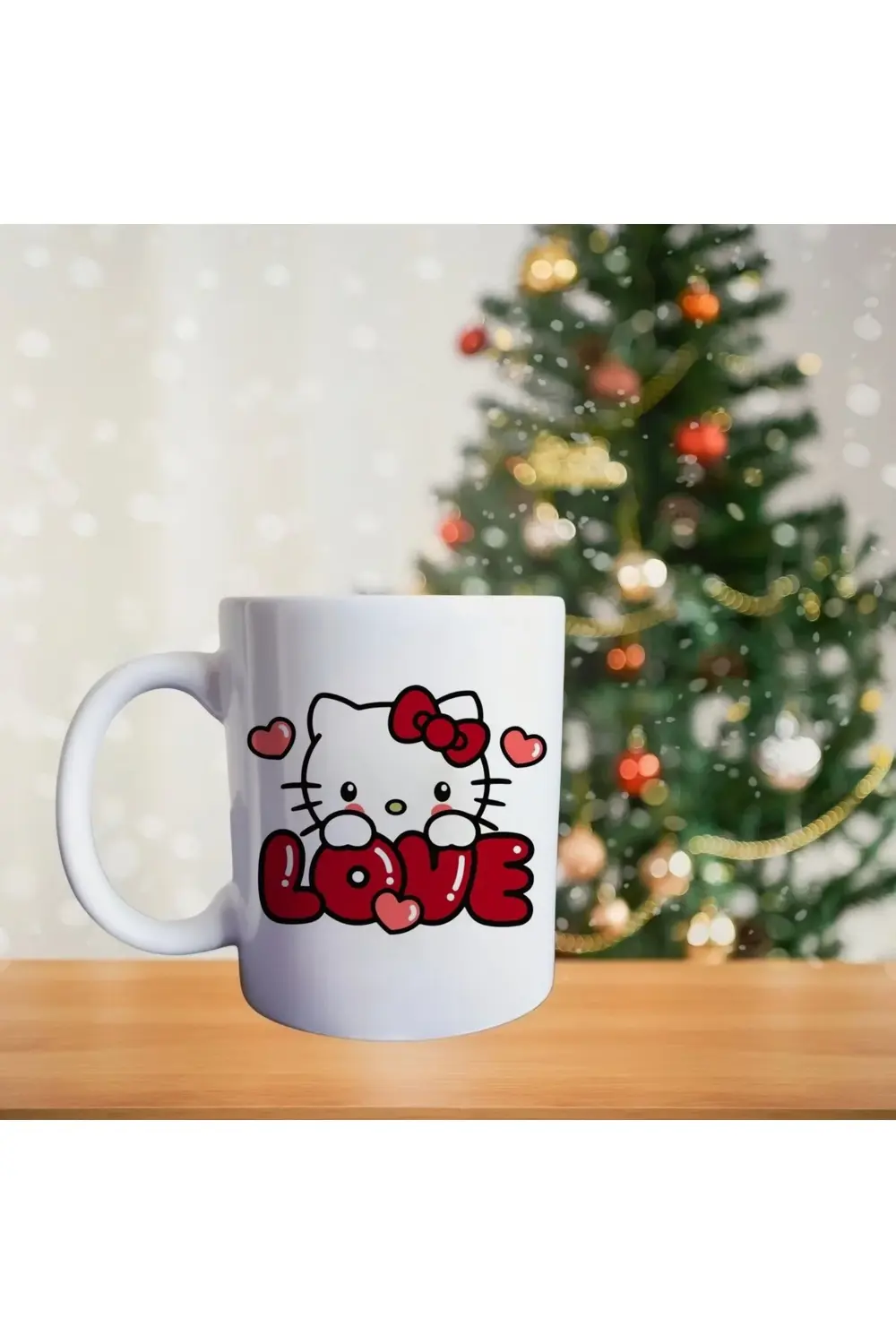 Hello Kitty - Sevgi Sözcükleri- Kırmızı Kalpli Hello Kitty Çizgi