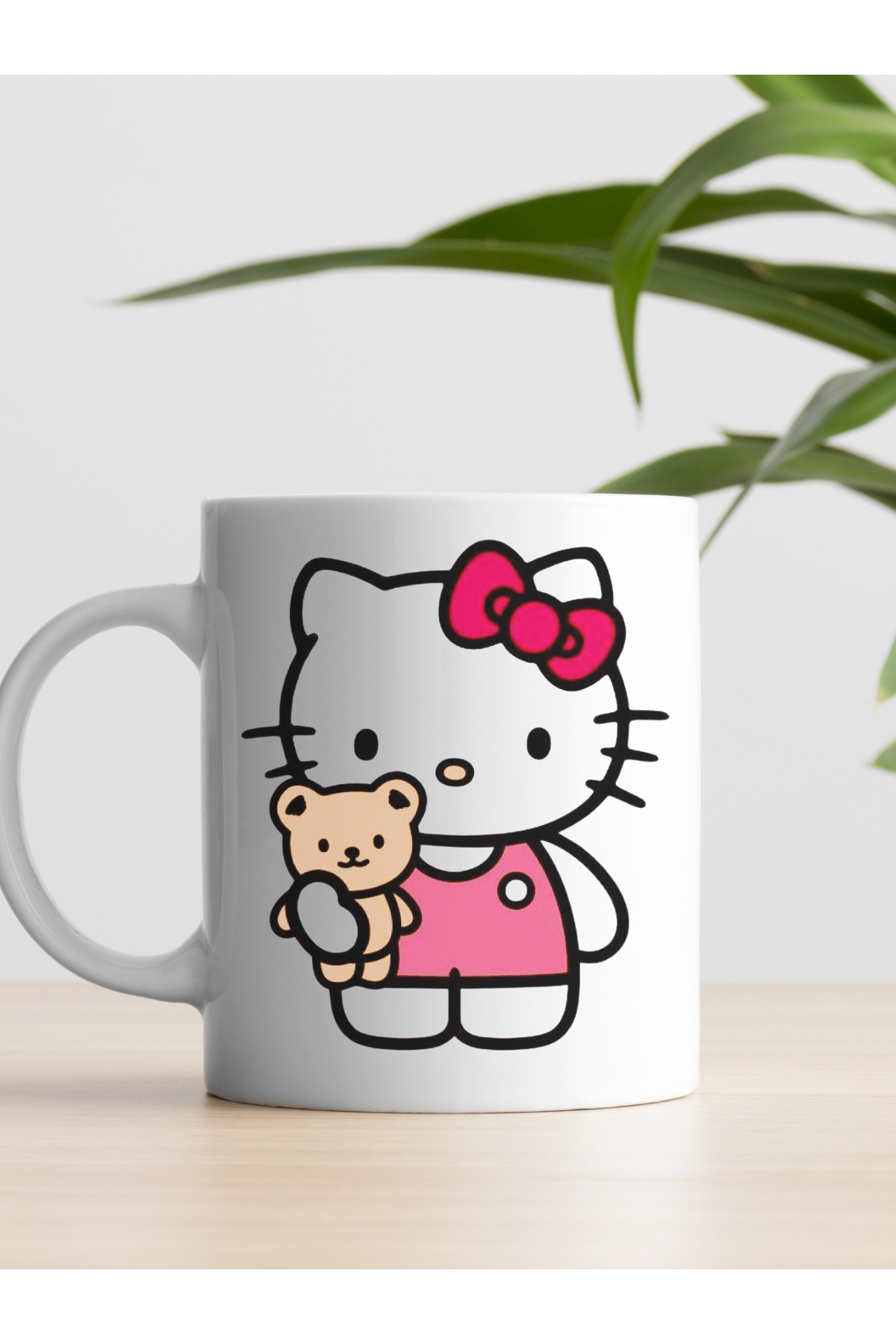 Hello Kitty Tasarım Kupa Bardak - 300 ml Porselen - Baskılı Kahve