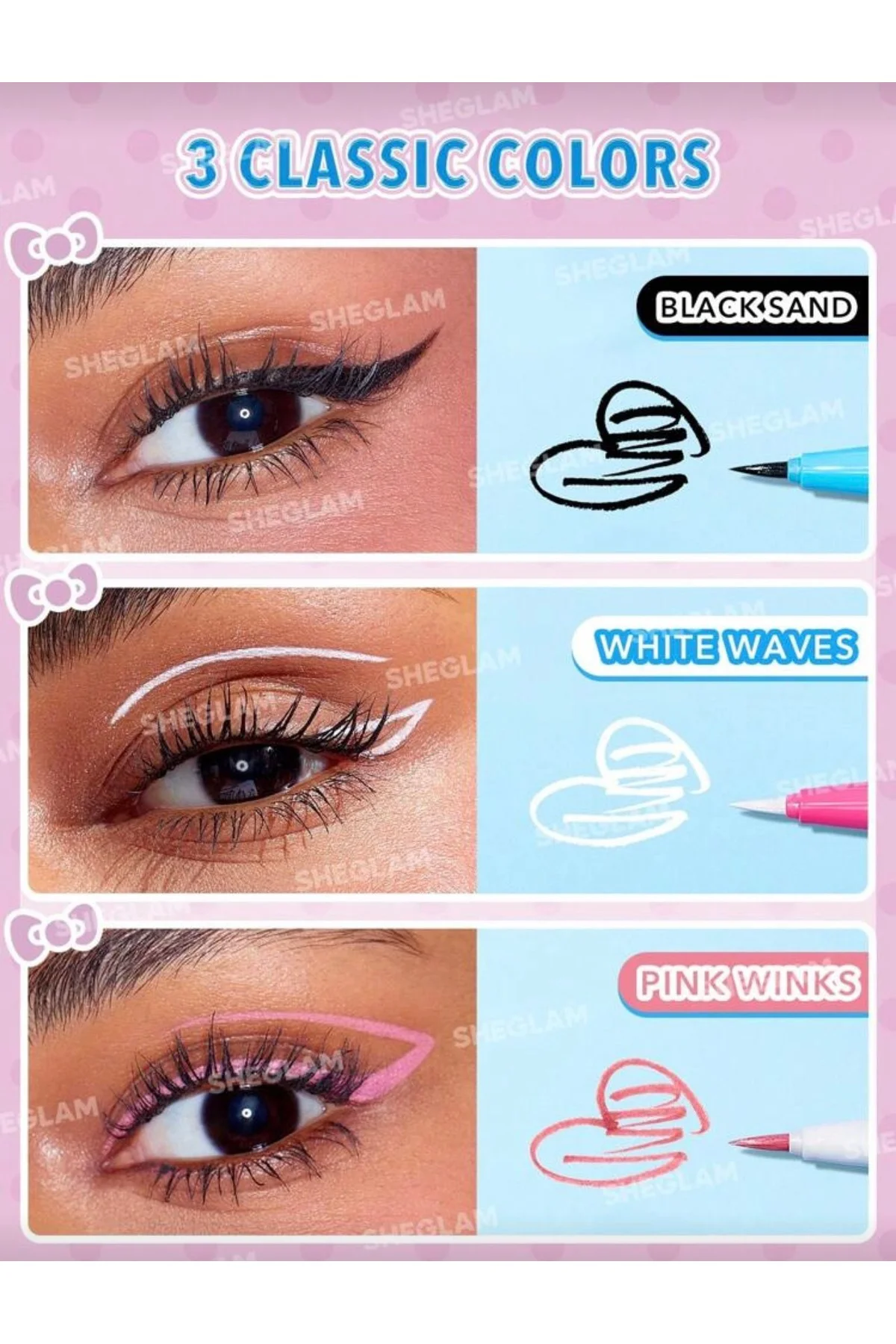 Hello Kitty｜SHEGLAM Make Waves Waterproof Eyeliner Pembe