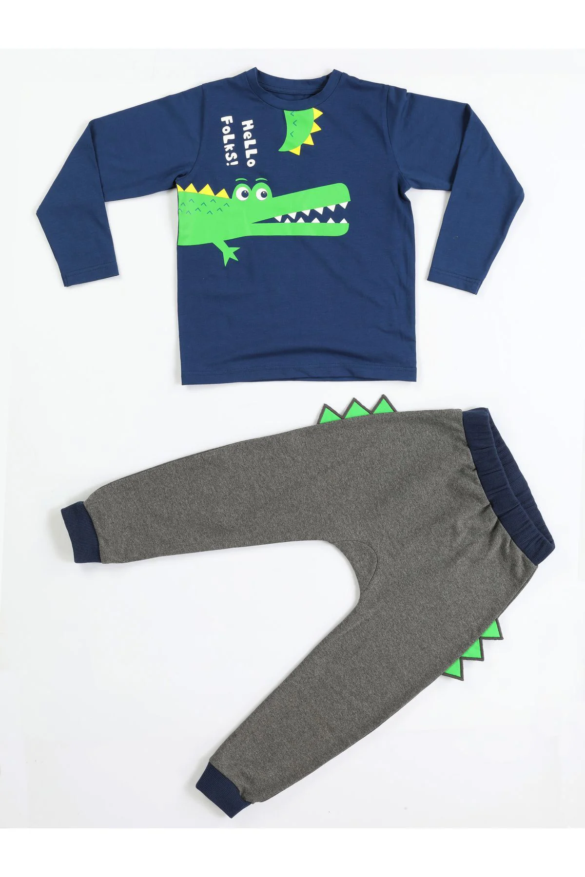 Hello Timsah Tırtırlı Baggy Pantolon + T-shirt Takım