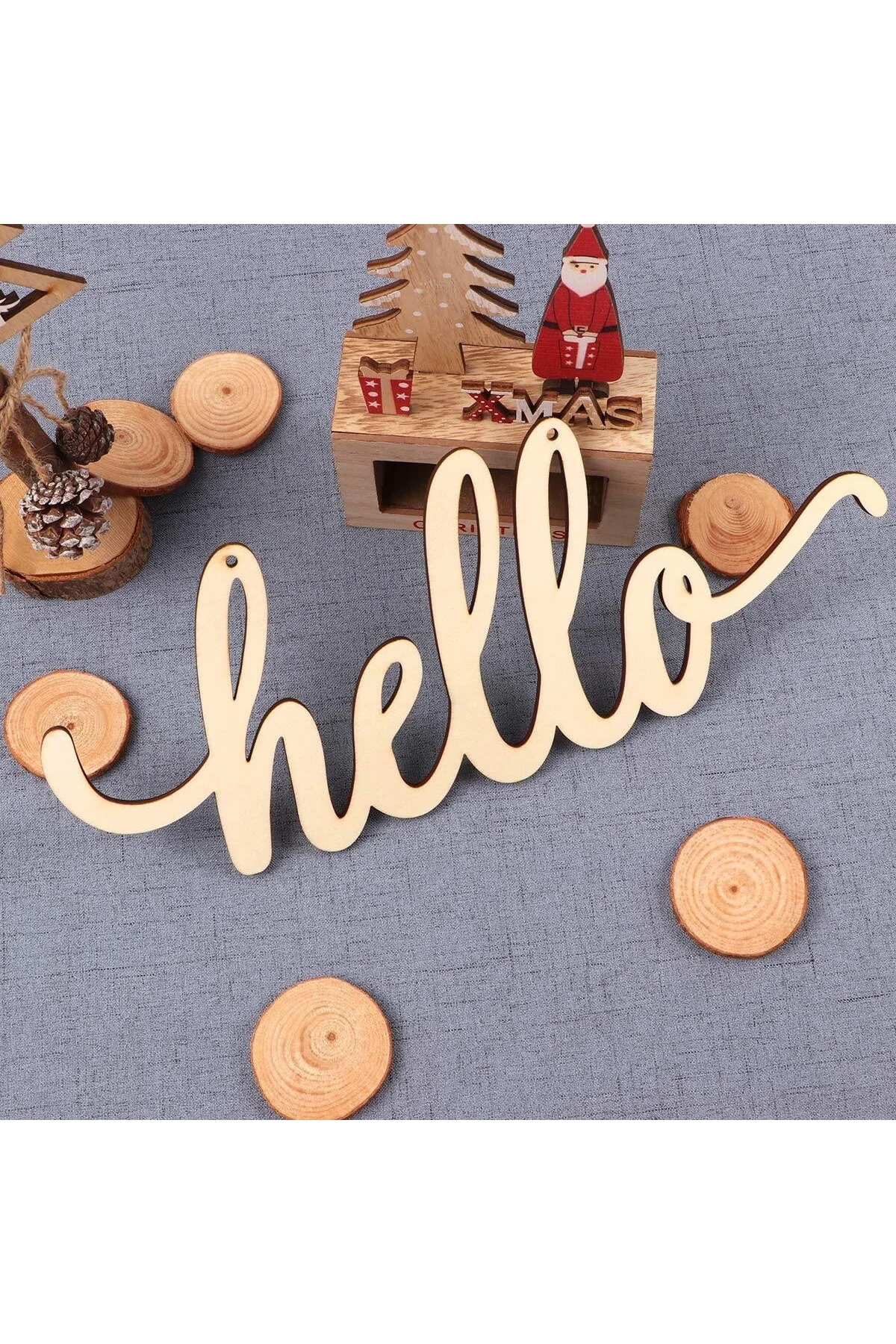 Hello Yazısı Kapı Süsü | Ahşap Hello Yazısı | Dekoratif Hello Yaz