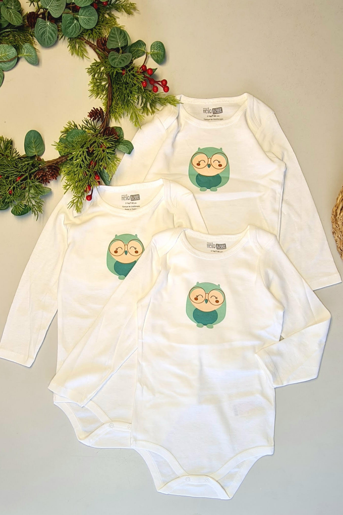 HelloBaby 3 Adet Uzun Kollu Bebek Çıtçıtlı Body Çocuk Zıbın %100 HelloBaby 3 Adet Uzun Kollu Bebek Çıtçıtlı Body Çocuk Zıbın %100