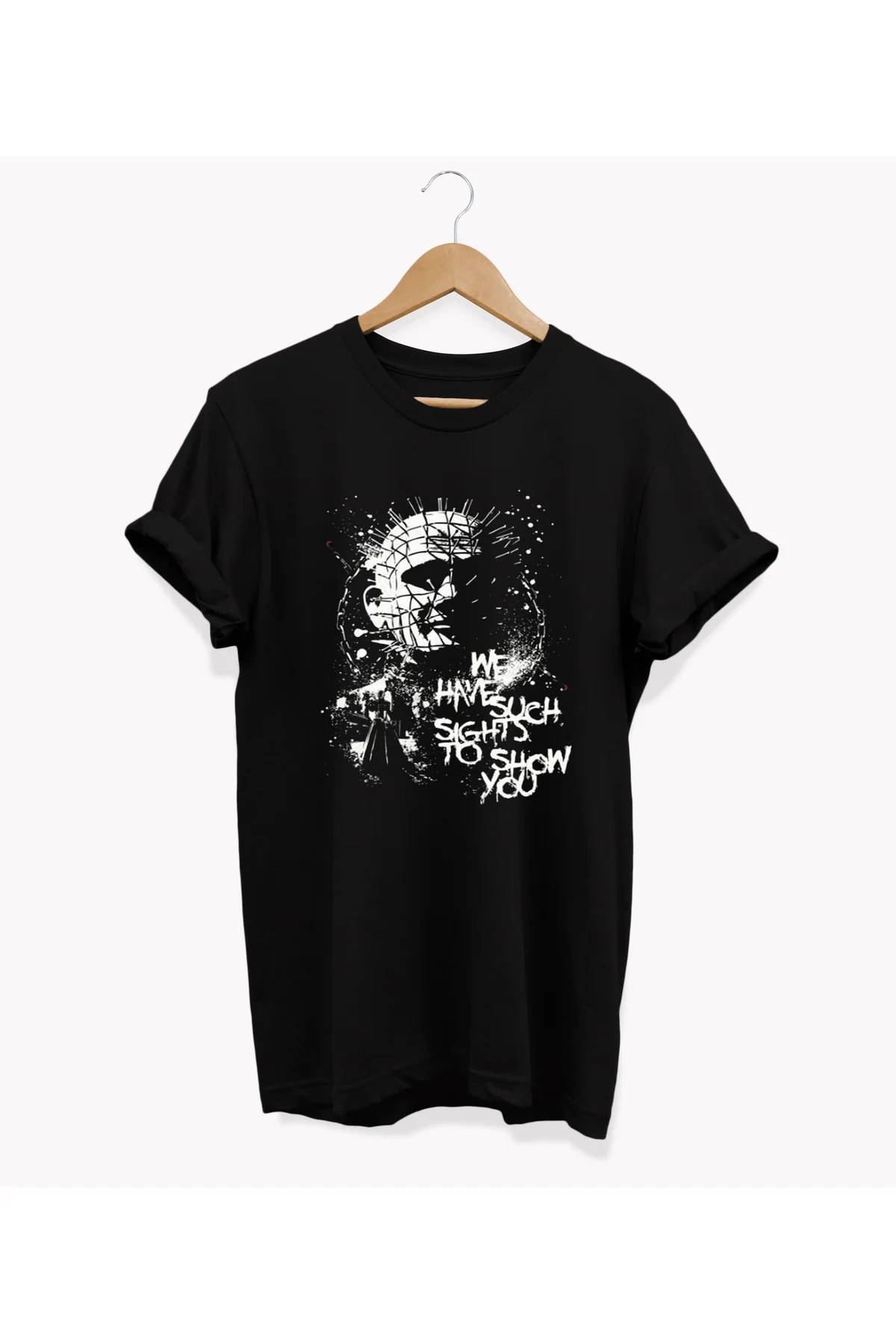 ,Hellraiser Baskılı, %100 Pamuk, Bisiklet Yaka, Basic T-shirt, No