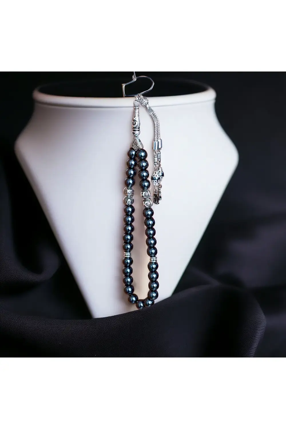 Hematit Doğal Taş Tesbih-Ahşap Kutulu - Kişiye Özel İsimli Tesbih