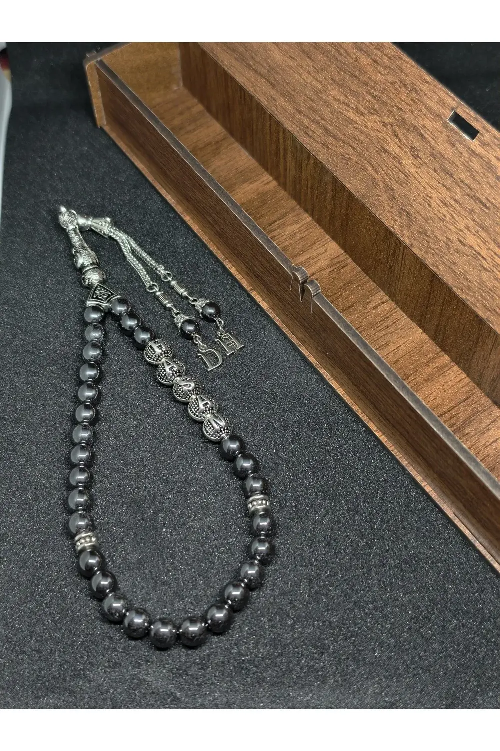 Hematit Kişiye Özel Doğal Taş Tesbih Isim & Baş Harf Işlemeli