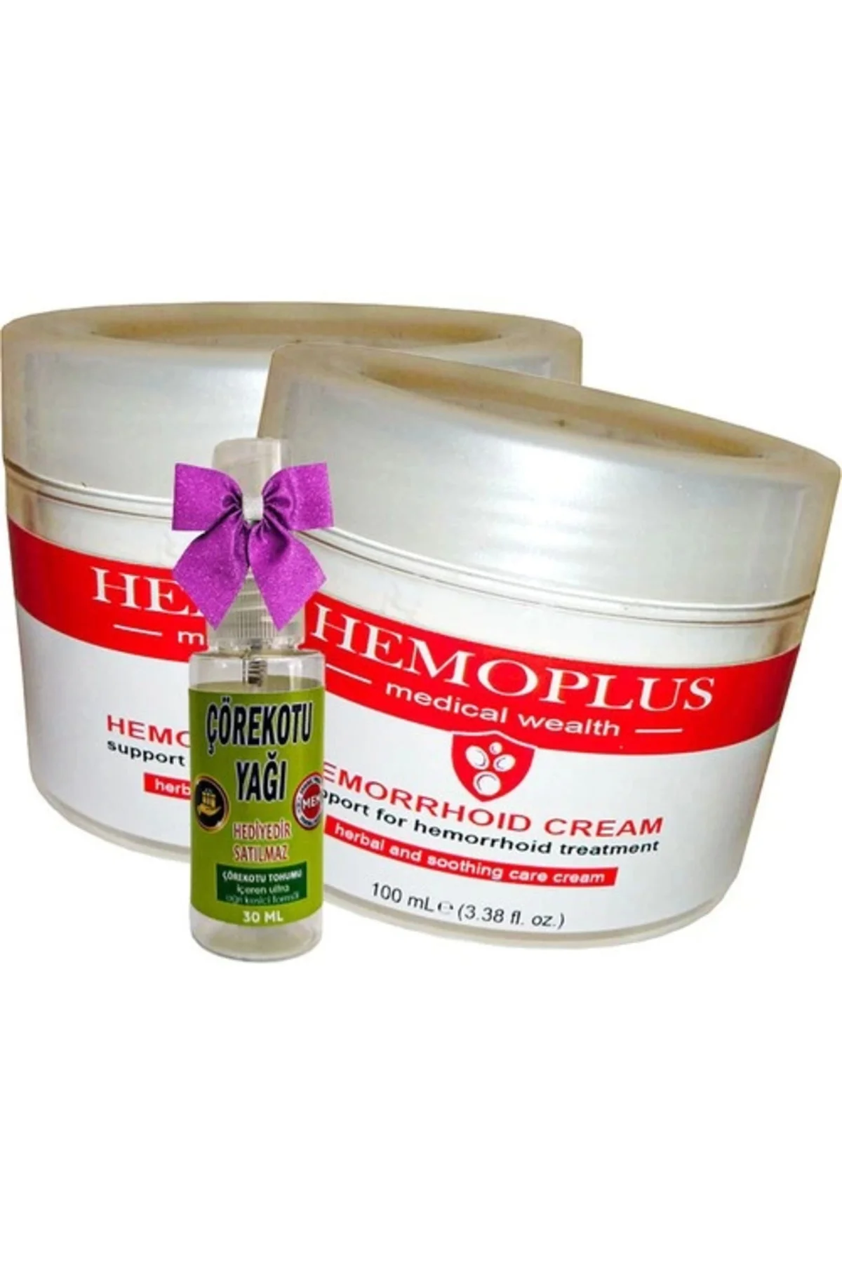 Hemoplus Bakım Kremi 100 ml x 2 + Çörek Otu Yağı 30 ml – Cilt Bakım Seti