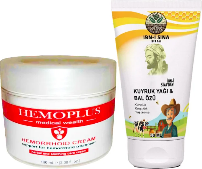 Hemoplus Hemoroid Kremi 100 ml + Ibn-I Sina Kuyruk Yağlı Bal Özlü Doğal Yaşlanma Karşıtı Krem