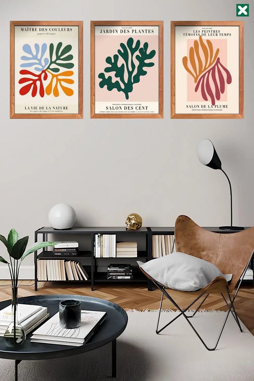 Henri Matisse Dekorize 3'lü Set, Çerçeve Görünümlü Modern Mdf Tab