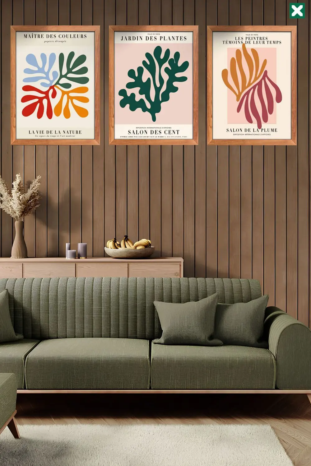 Henri Matisse Dekorize 3'lü Set, Çerçeve Görünümlü Modern Mdf Tab