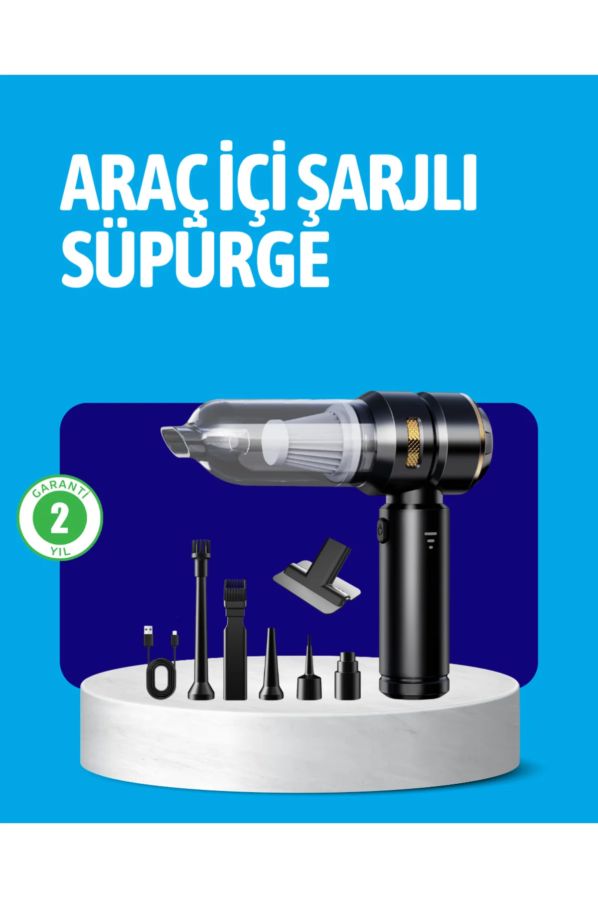 HEPA Filtreli Sessiz Çalışan Kablosuz Şarjlı Mini Süpürge