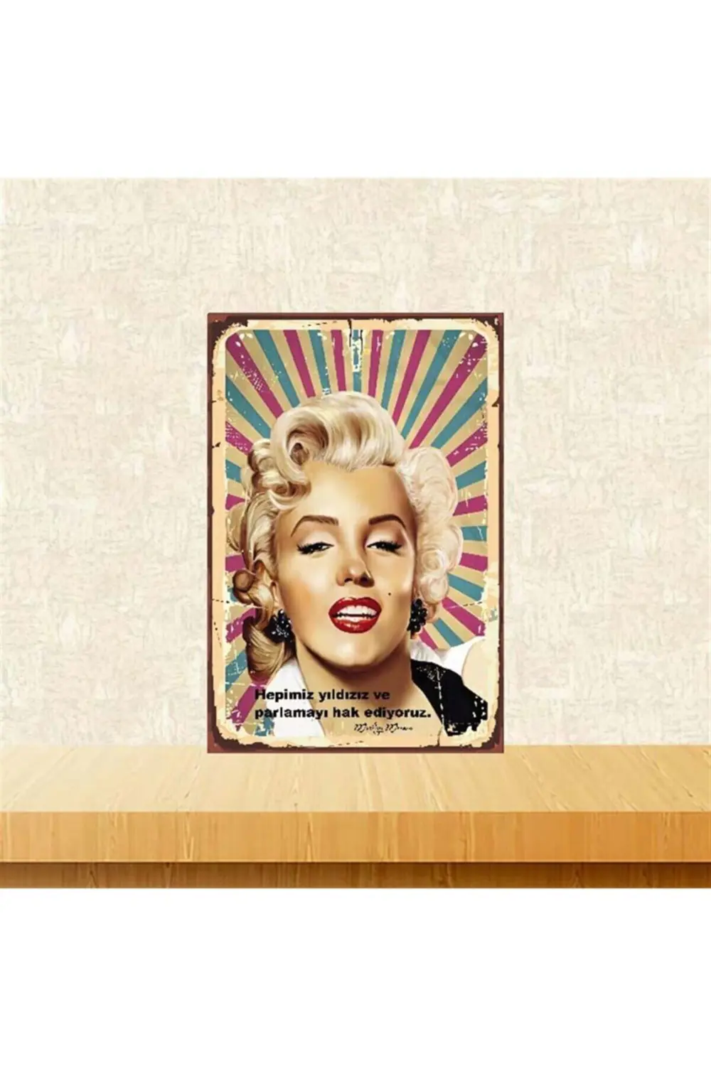 Hepimiz Yıldızız Marilyn Monroe 20-30 Cm Retro Ahşap Poster