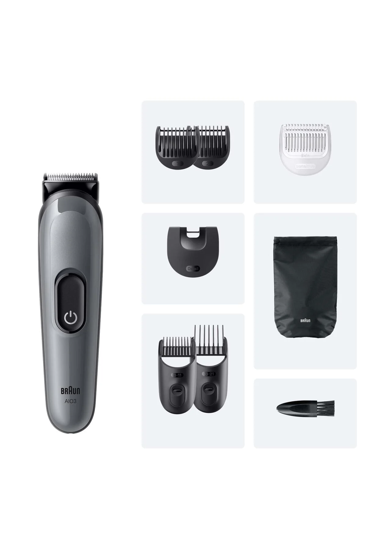 Hepsi Bir Arada Series 3, 8’i 1 arada Tıraş Kiti, Keskin Bıçak, 14 Uzunluk, AIO3540