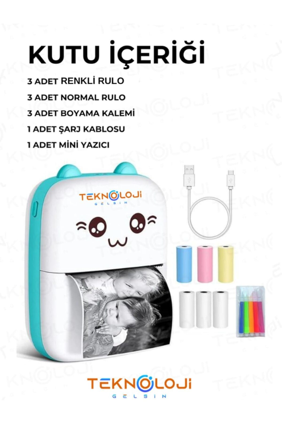 Hepsifur Mini Cep Yazıcı Taşınabilir Bluetooth Kablosuz Şarjlı 6