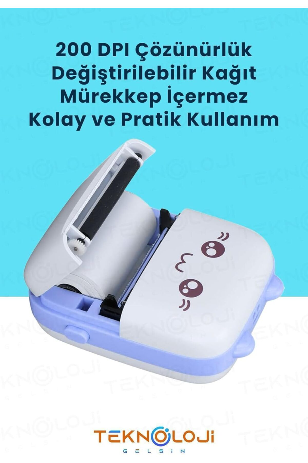 Hepsifur Mini Cep Yazıcı Taşınabilir Bluetooth Kablosuz Şarjlı 6