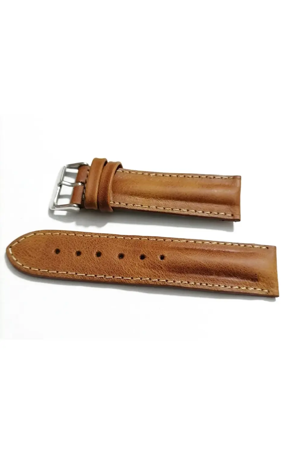 Her Saate Uygun Bombeli  22   mm Hakiki  Deri Kordon  TABA