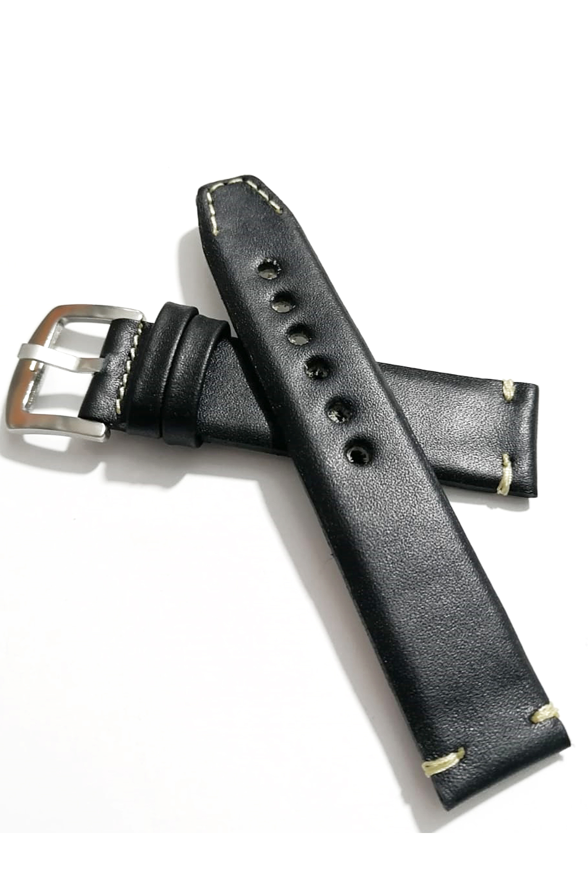 Fado Her Saate Uygun El Yapimi 24 Mm Hakiki Deri Kordon Siyah 24Mm