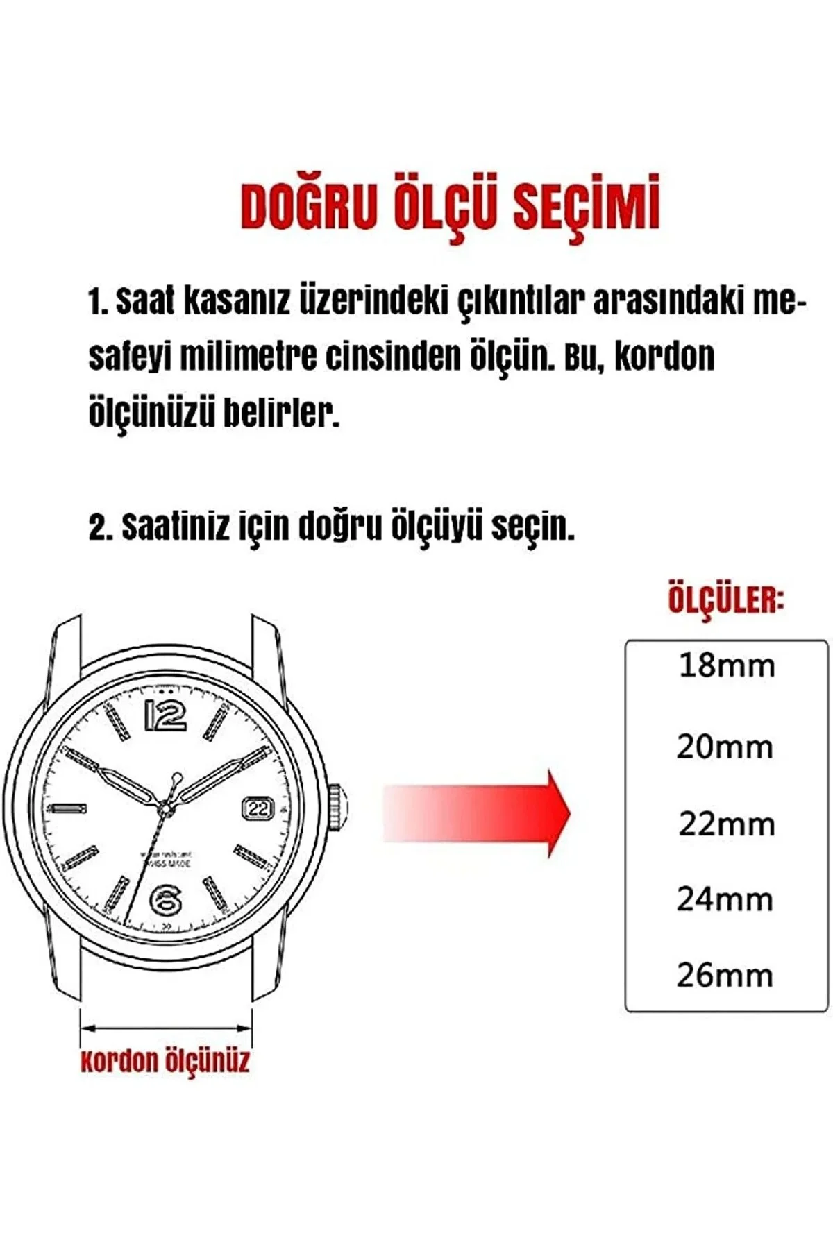 &Her Saate Uyumlu Hakiki Siyah Beyaz Dikişli   Deri Saat Kordonu 