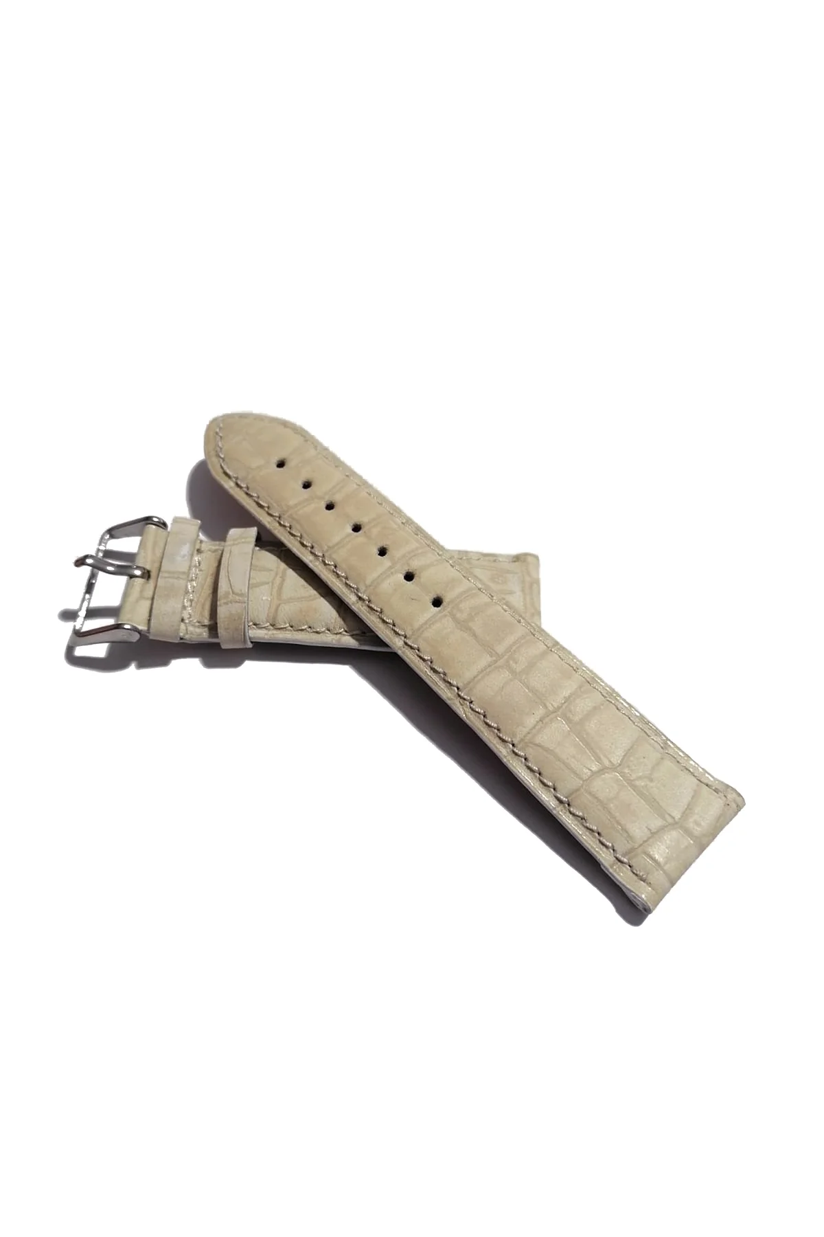 &Her Saate Uyumlu Hakiki Deri Saat Kordonu Krem 22 mm ( 322 )