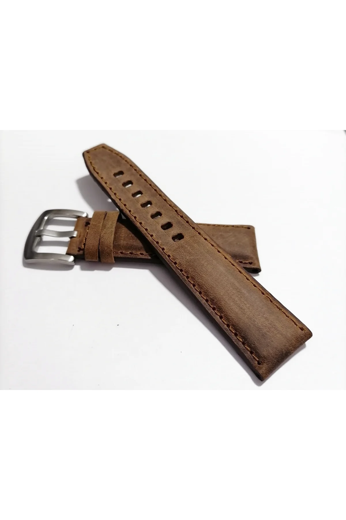 &Her Saate Uyumlu Yarım Kroko Greyzı Deri   Saat Kordonu 20 mm  (